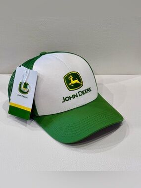 John Deere Trucker Hat Snapback Green White And Yellow Farm Equipment NWT